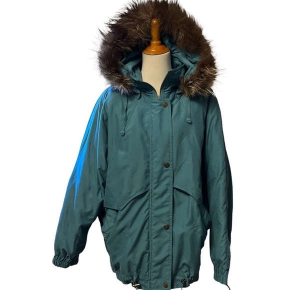 Towne by London Fog teal winter coat with zip out puffer lining, medium - Picture 1 of 15